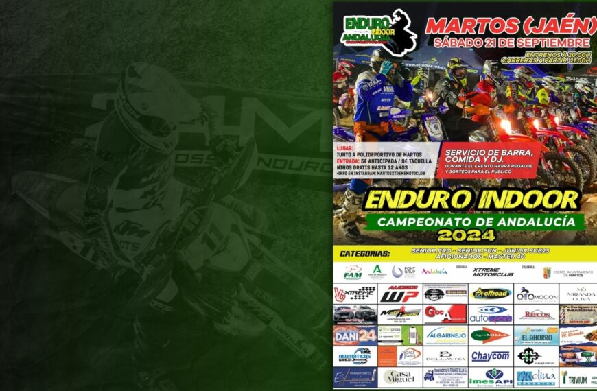 MARTOS ACOGE LA FINAL DE ENDURO INDOOR EL PRÓXIMO 21 DE SEPTIEMBRE